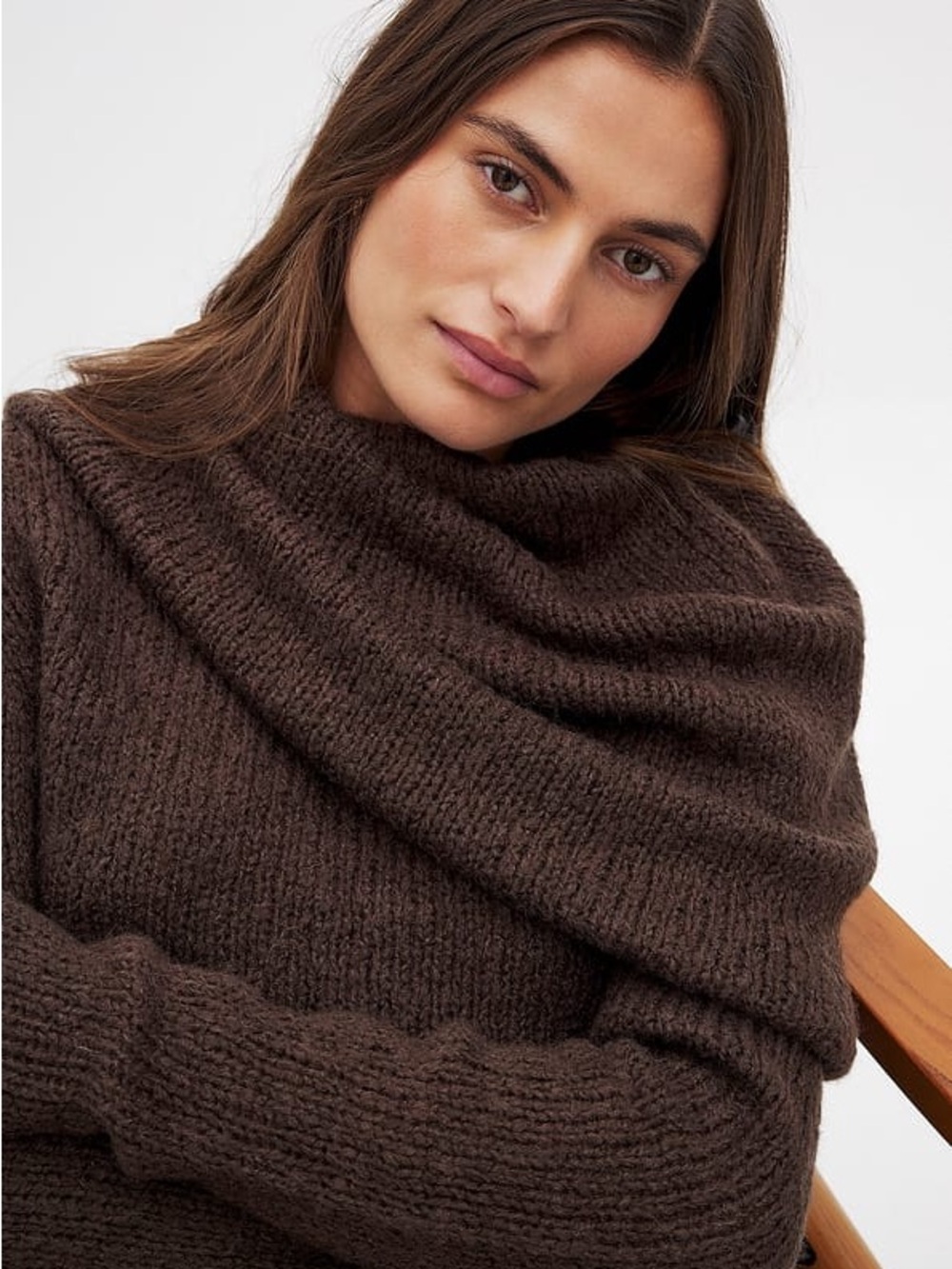 Camille Charriere x NA-KD Wool Blend Neck Detail Overlap Sweater Size M